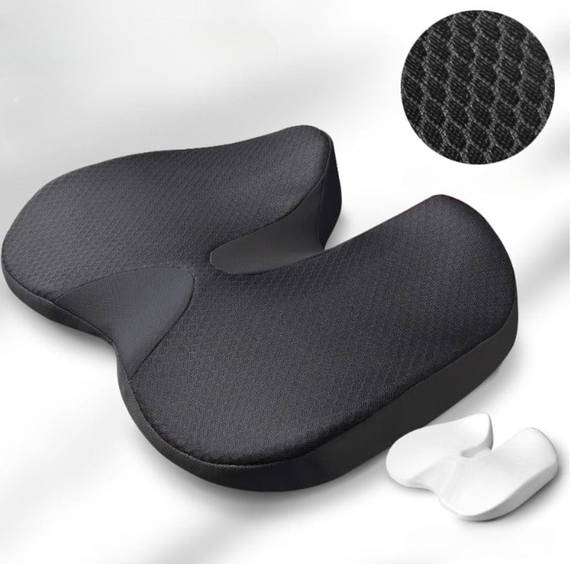 Orthopedic Memory Foam Seat Cushion — Black color, black memory-foam seat cushion and cover