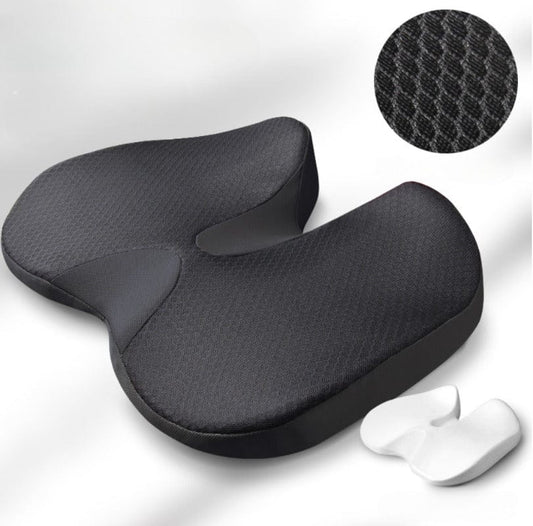 Orthopedic Memory Foam Seat Cushion — Black color, black memory-foam seat cushion and cover