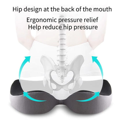 Orthopedic Memory Foam Seat Cushion — tailbone cut-out positioning diagram