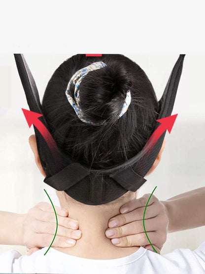 Cervical Neck Traction Device — rear-view traction positioning