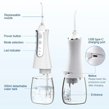 Portable Oral Irrigator – 300ML USB Rechargeable Water Flosser with 5 Nozzles and 3 Modes — product image 7