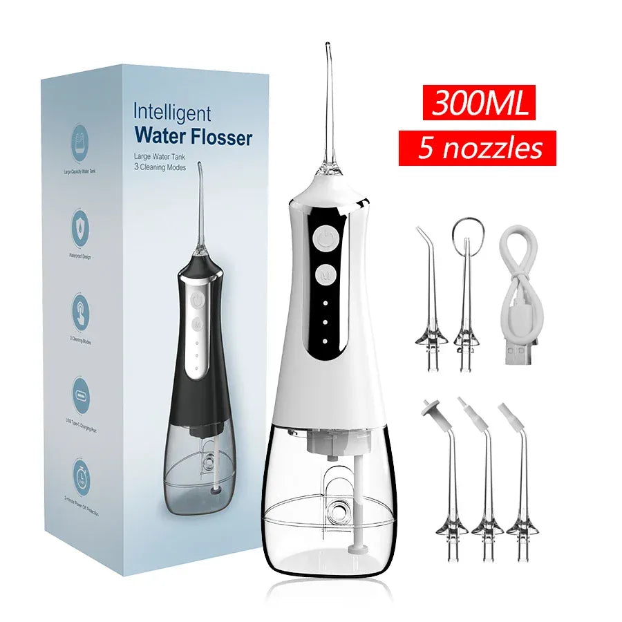 Portable Oral Irrigator – 300ML USB Rechargeable Water Flosser with 5 Nozzles and 3 Modes — product image 2