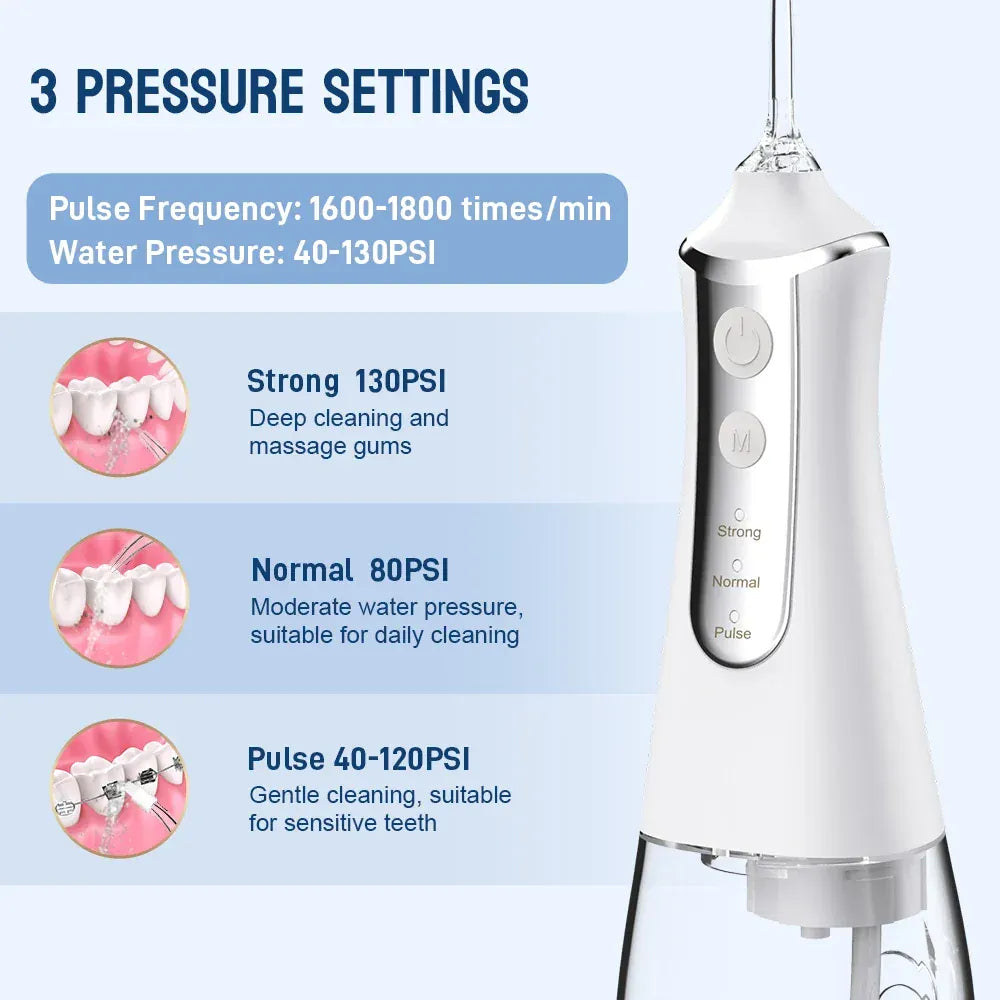 Portable Oral Irrigator – 300ML USB Rechargeable Water Flosser with 5 Nozzles and 3 Modes — product image 4