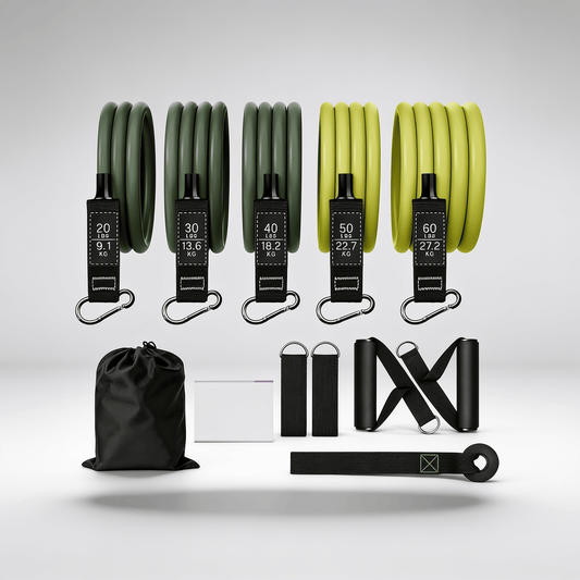 Resistance band set 5 tubes with handles and anchor