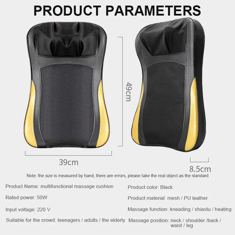 Shiatsu Neck and Back Massager Pillow – Electric Cushion with Infrared Heat, Deep Tissue Kneading, 3… — product image 4