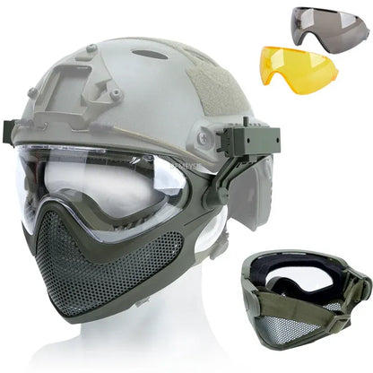Tactical FAST Helmet Half Face Mask with Flip Goggles — product image 8