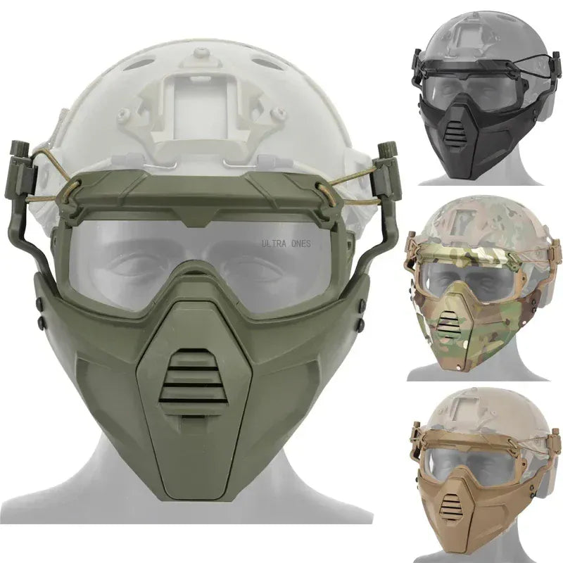 Tactical FAST Helmet Half Face Mask with Flip Goggles — product image 1