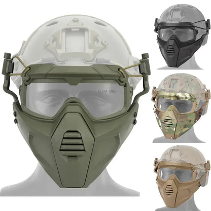 Tactical FAST Helmet Half Face Mask with Flip Goggles — product image 1