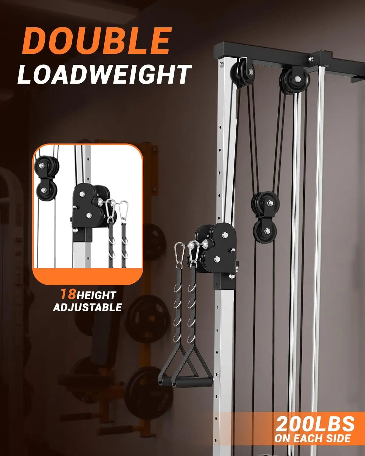 Wall Mount Cable Station – Dual Pulley LAT Pulldown Machine with 18 Height Positions & Cable… — product image 7