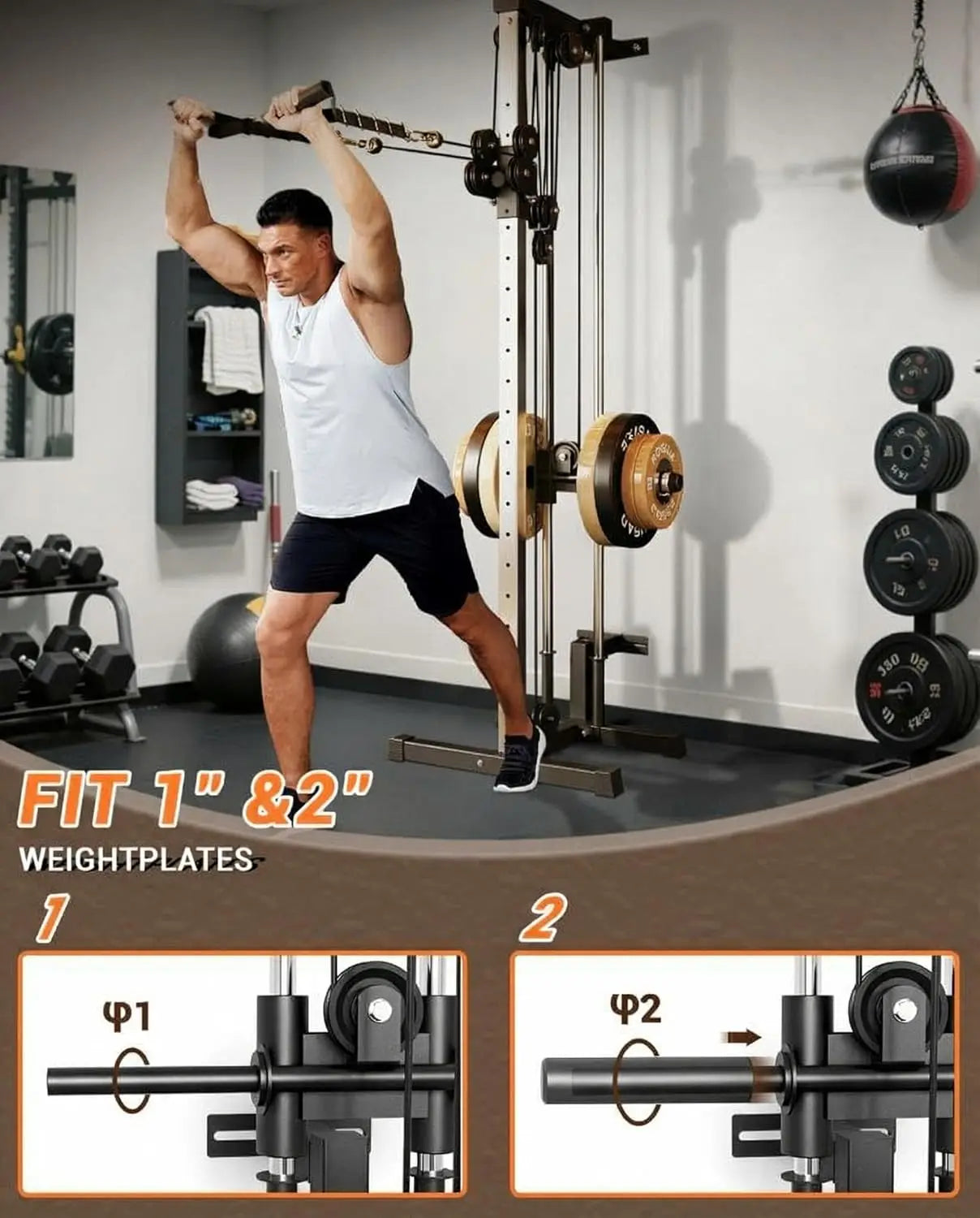 Wall Mount Cable Station – Dual Pulley LAT Pulldown Machine with 18 Height Positions & Cable… — product image 5