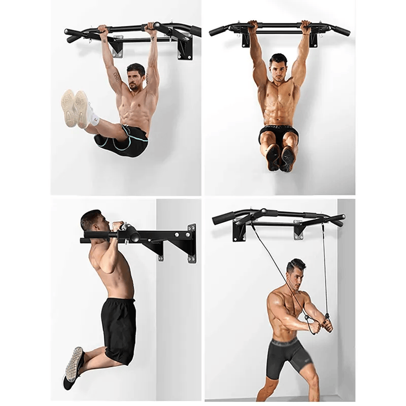Wall-Mounted Pull-Up Bar — four bodyweight exercise examples