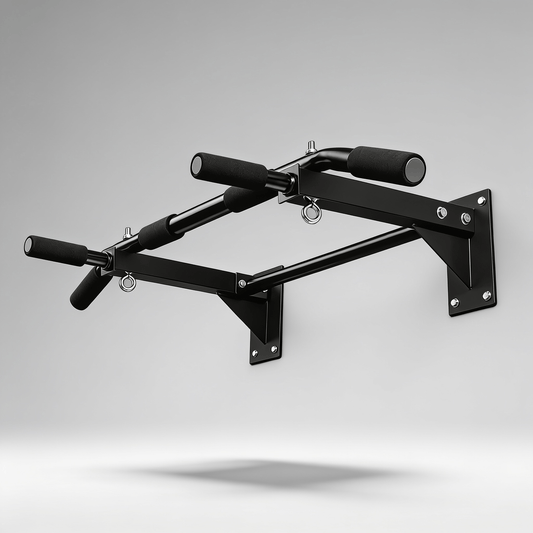 Wall-mounted steel pull-up bar with multi-grip