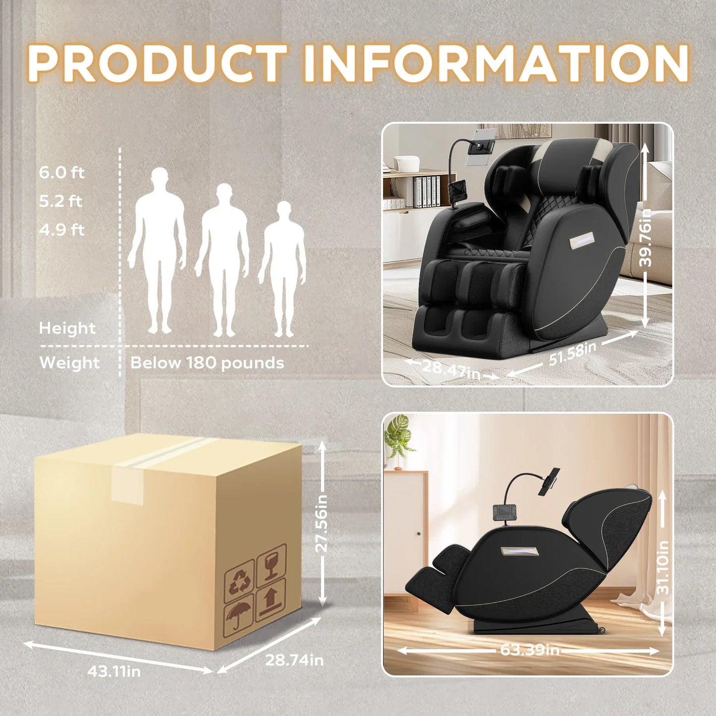 Zero Gravity Full Body Massage Chair – Heating Recliner with Airbags, Foot Rollers and Touch Screen… — product image 7