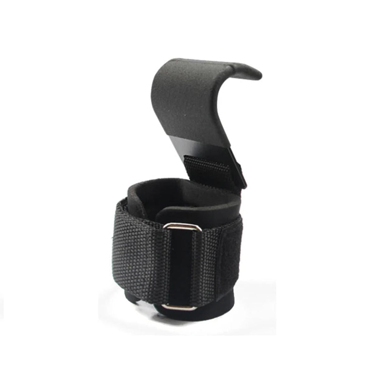 Steel Weight Lifting Hooks with Padded Adjustable Wrist Wraps Pair - Darian Fits