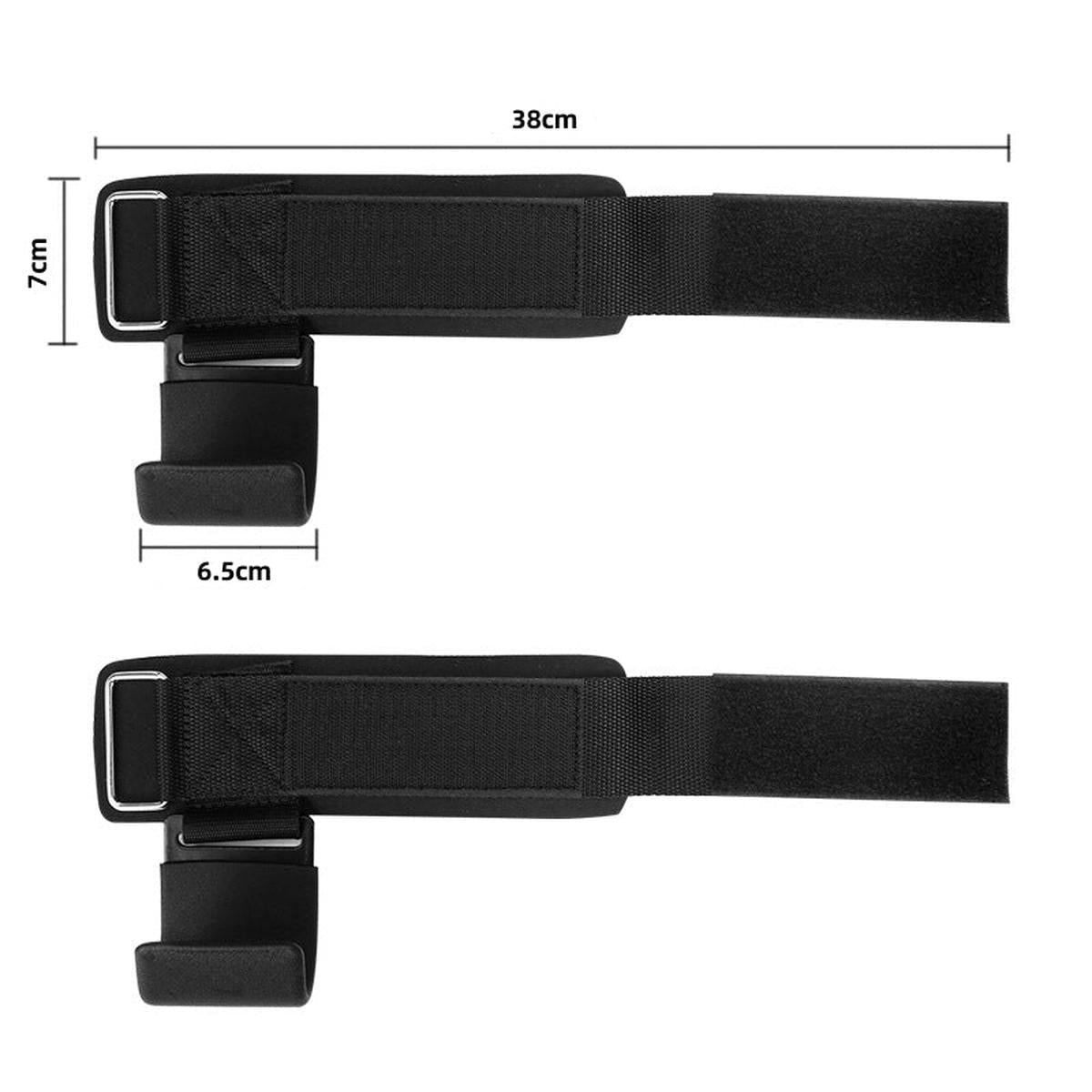 Steel Weight Lifting Hooks with Padded Adjustable Wrist Wraps Pair - Darian Fits