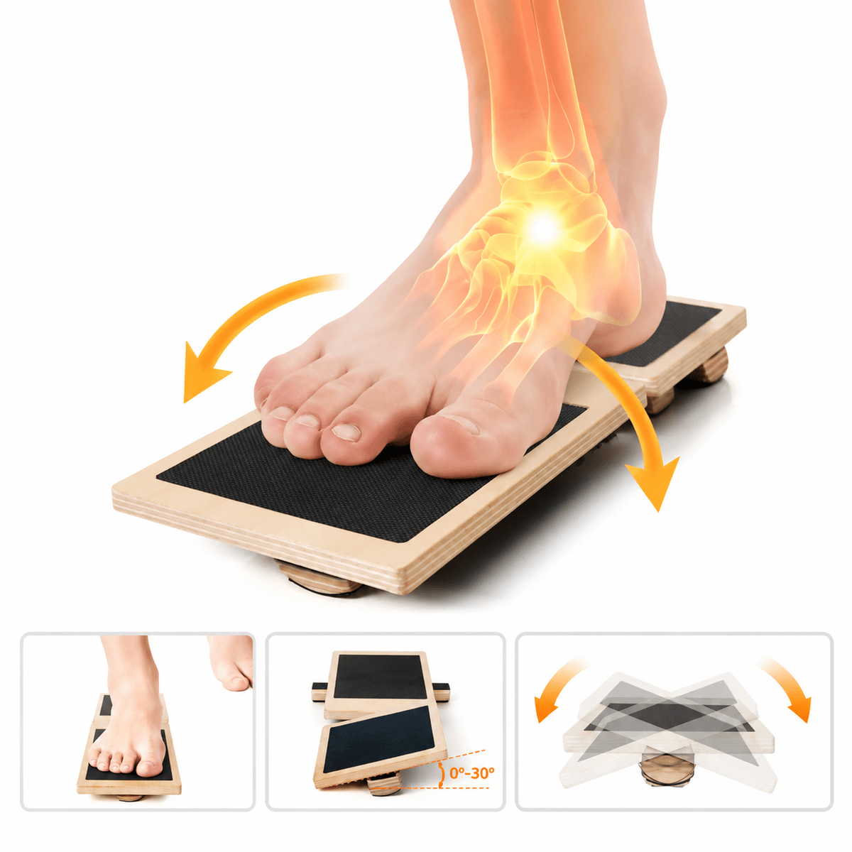 Wooden Ankle Balance Board 30 x 10.8 cm Stability Trainer - Darian Fits